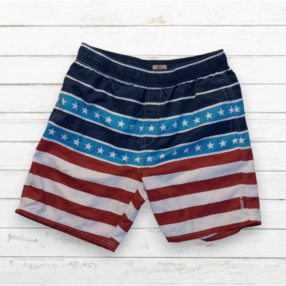 TRINITY Collective‎ Men's American Flag Swim Trunks Size Large